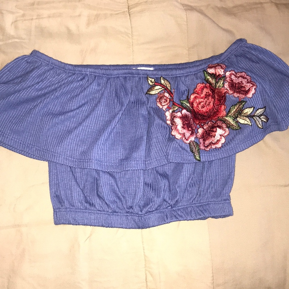 layered rose off shoulder crop top